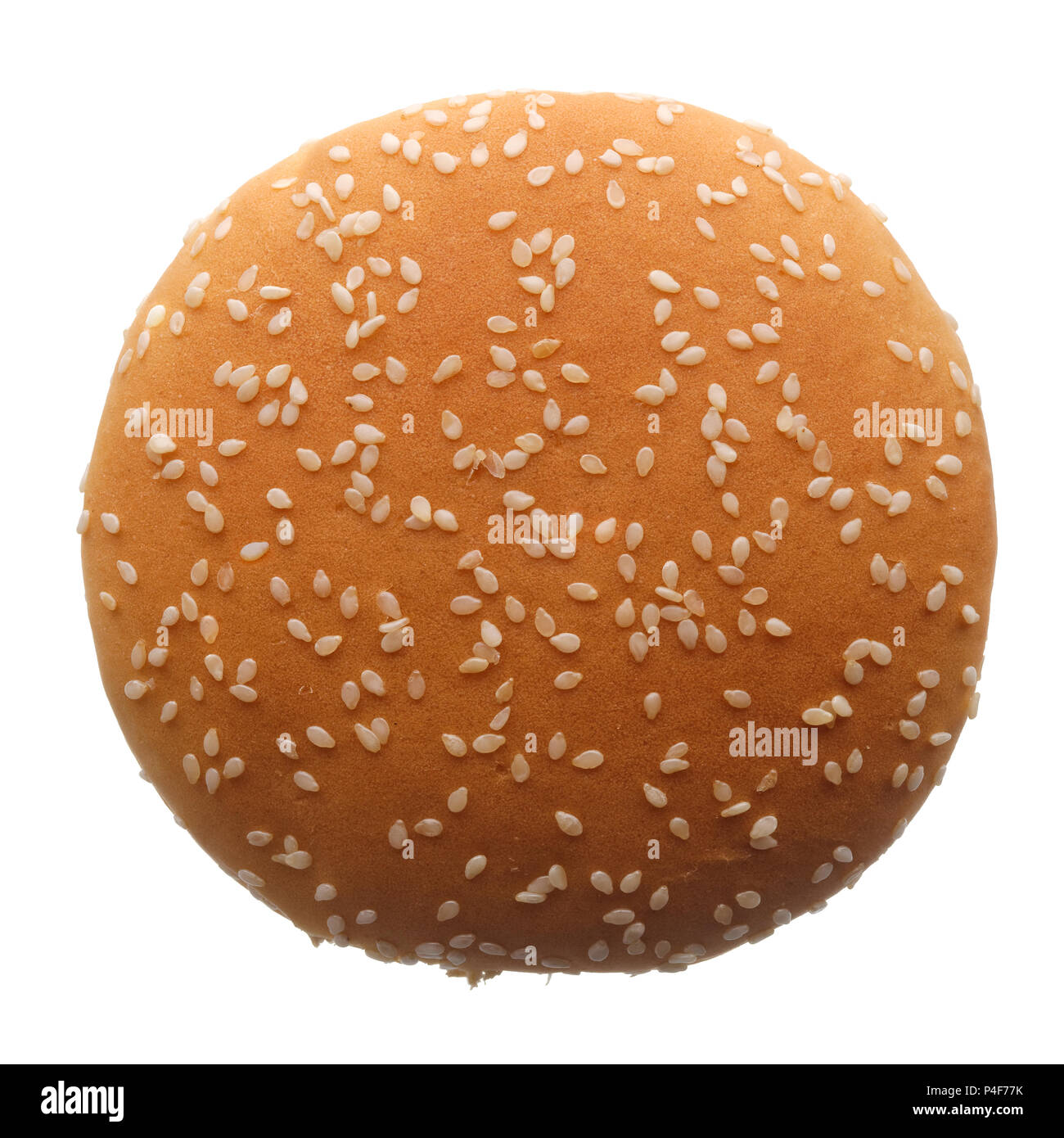 Essen: Einzelne burger Brötchen, auf weißem Hintergrund Stockfoto