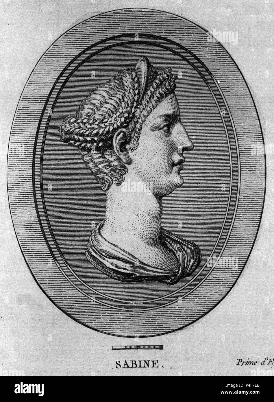 RETRATO DE SABINA - GRABADO DEL S XIX. Lage: Biblioteca Nacional - COLECCION, MADRID, SPANIEN. Stockfoto