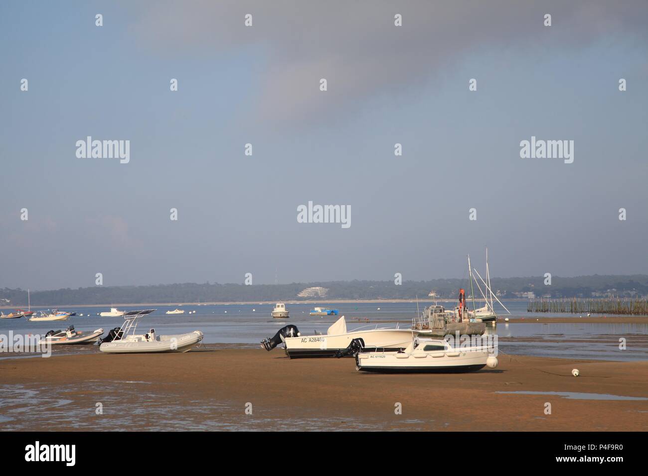 Am Abend Licht über das Bassin d'Arcachon von Cap Ferret, Gironde, Frankreich 2018 Stockfoto