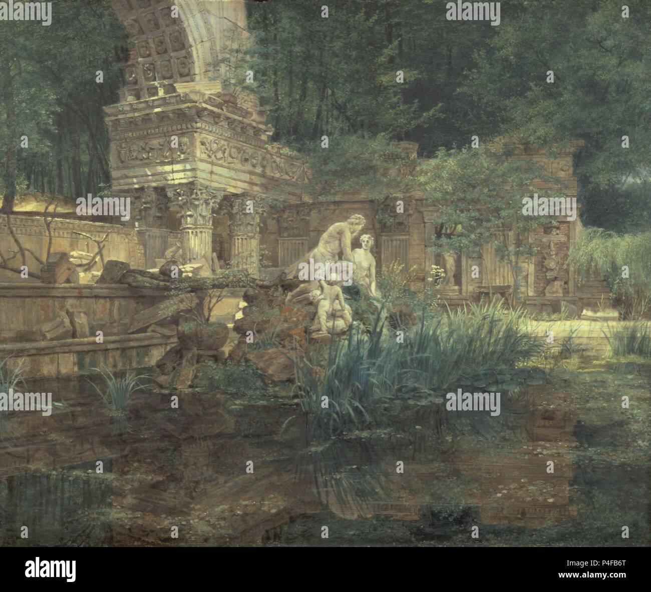 Die römischen Ruinen in den Gärten von Schloss Schönbrunn - 19. Jahrhundert - Öl auf Leinwand. Autor: Ferdinand Georg Waldmüller (1793-1865). Ort: GALERIA AUTRICHIENNE, Wien. Auch als: LAS RUINAS ROMANAS DE SCHÖBEL - NBRUNN bekannt. Stockfoto