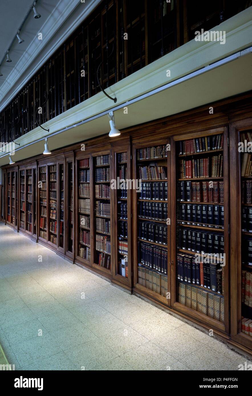 BIBLIOTECA DEL LEGADO DE DAMASO ALONSO/VISTA GENERAL DE LAS ESTANTERIAS. Ort: ACADEMIA DE LA LENGUA - INTERIEUR, MADRID, SPANIEN. Stockfoto