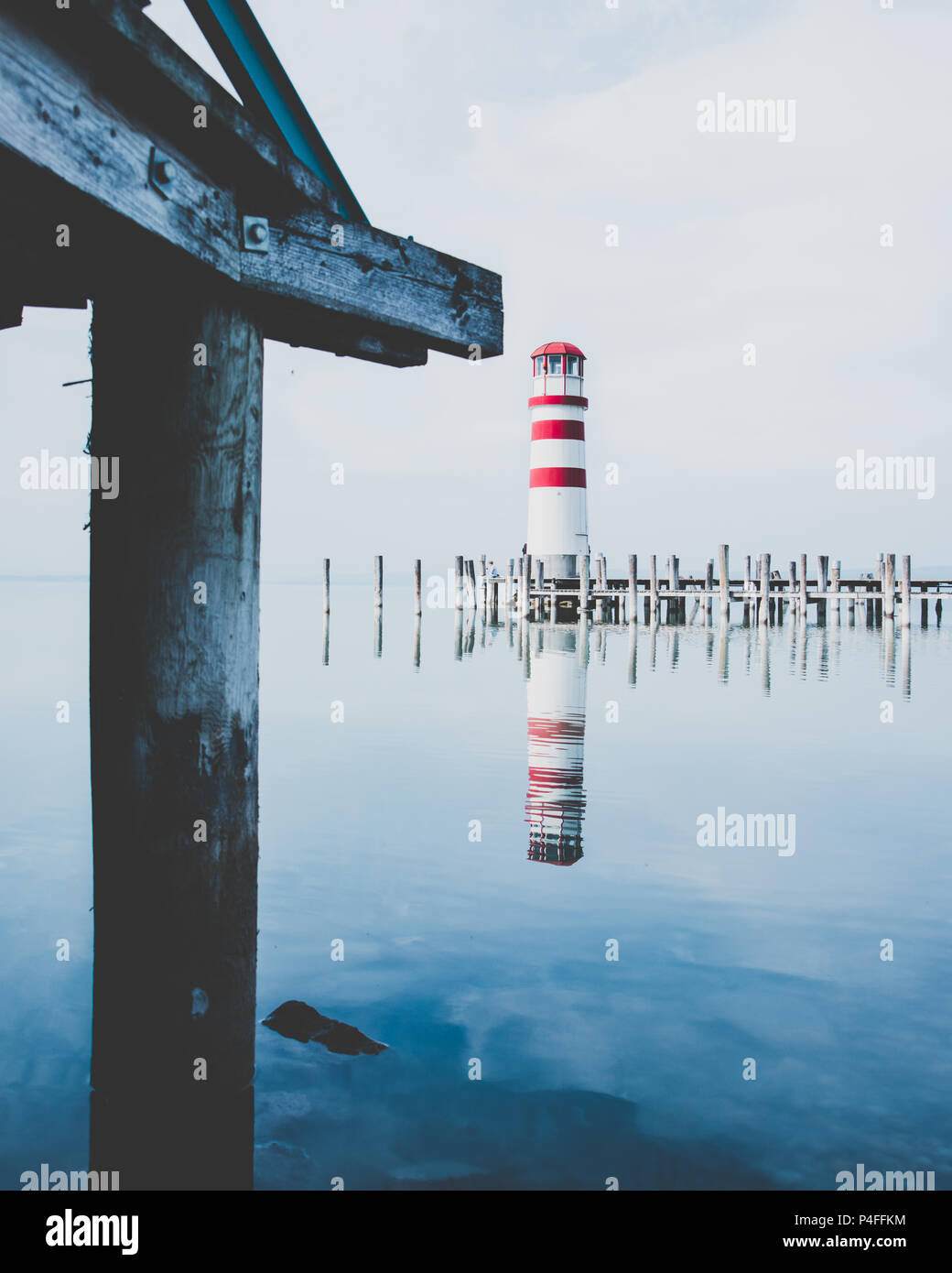 Leuchtturm in Podersdorf am See am Neusiedler See Stockfoto