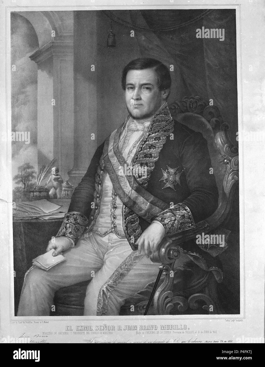 DON JUAN BRAVO MURILLO MINISTRO DE HACIENDA Y PRESIDENTE DEL CONSEJO DE MINISTROS-S XIX. Lage: MUSEO ROMANTICO - GRABADO, MADRID, SPANIEN. Stockfoto