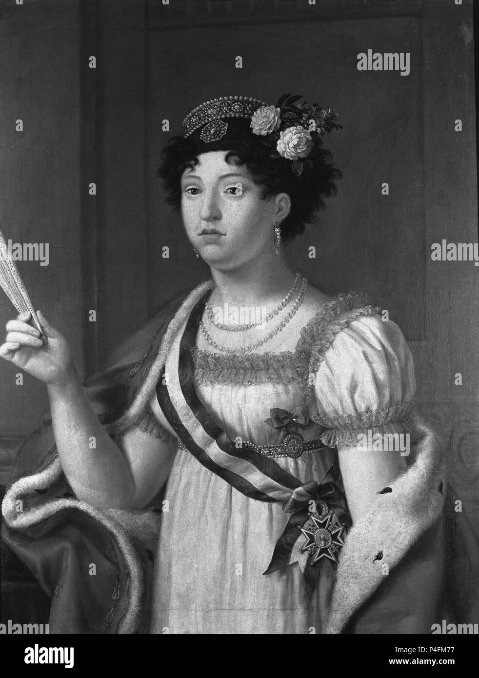 RETRATO DE MARIA ISABEL DE BRAGANZA-II ESPOSA DE FERNANDO VII - SIGLO XIX. Autor: Nicolas Garcia (17.Jh.). Lage: MUSEO ROMANTICO - PINTURA, MADRID, SPANIEN. Stockfoto