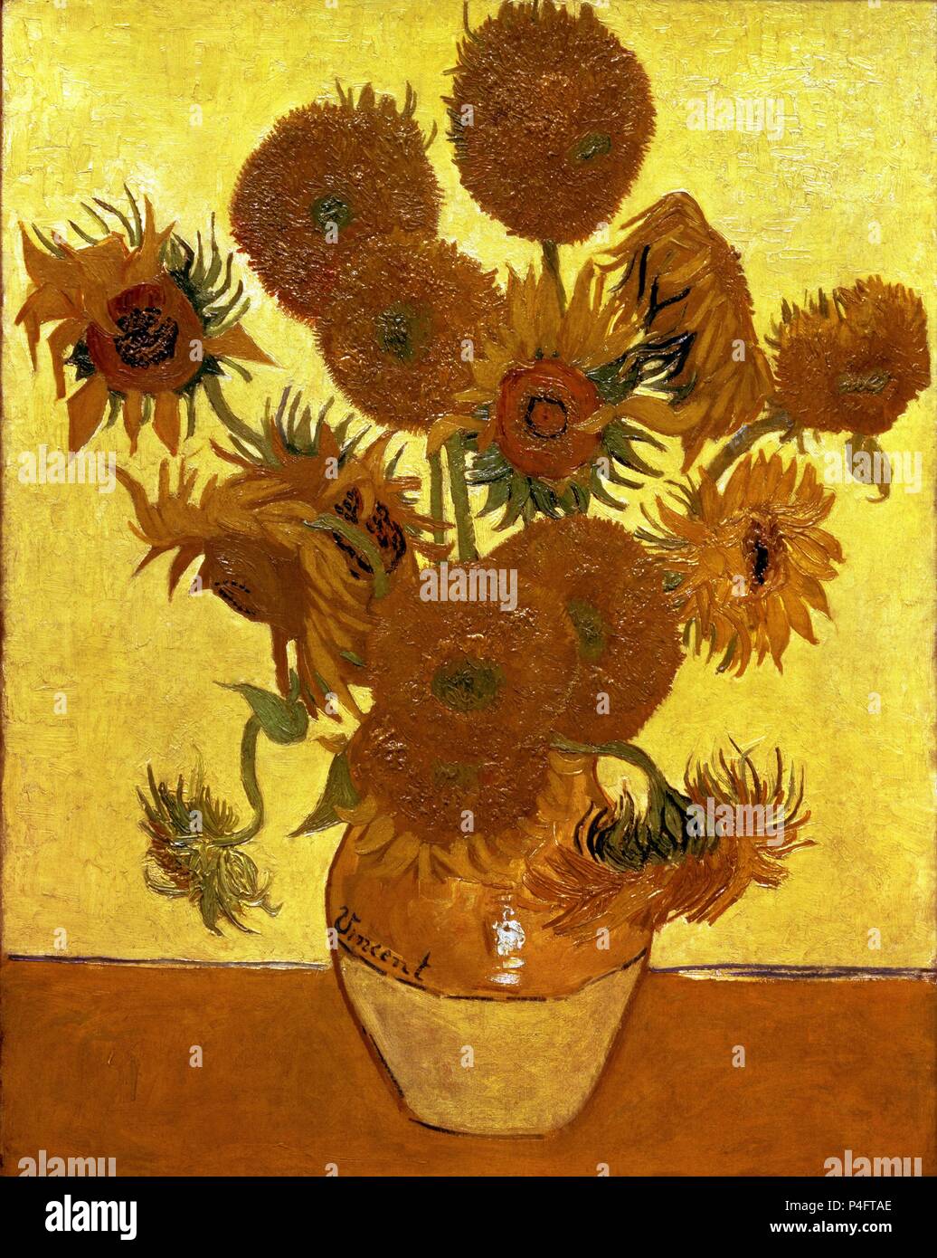 Niederländische Schule. Sonnenblumen. 1888. Öl auf Leinwand (93 x 73 cm). London, National Gallery. Autor: Vincent van Gogh (1853-1890). Lage: National Gallery, London, England. Stockfoto
