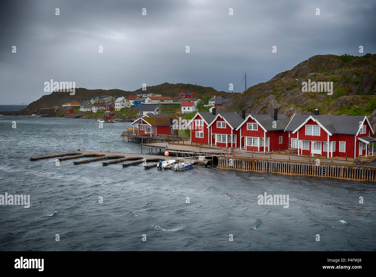 Die Insel Gemeinschaft von Skrova, Lofoten, Norwegen. Stockfoto