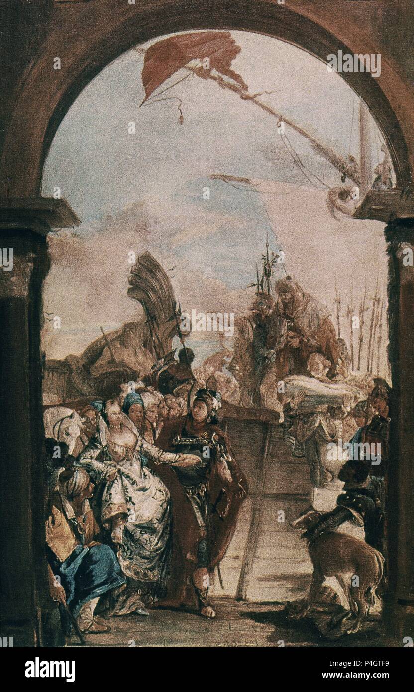 EL EMBARCO - BOCETO PARA FRESCO EN VENECIA. Autor: Giambattista Tiepolo (1696-1770). Ort: MUSEUM DER BILDENDEN KÜNSTE, Straßburg, Frankreich. Stockfoto