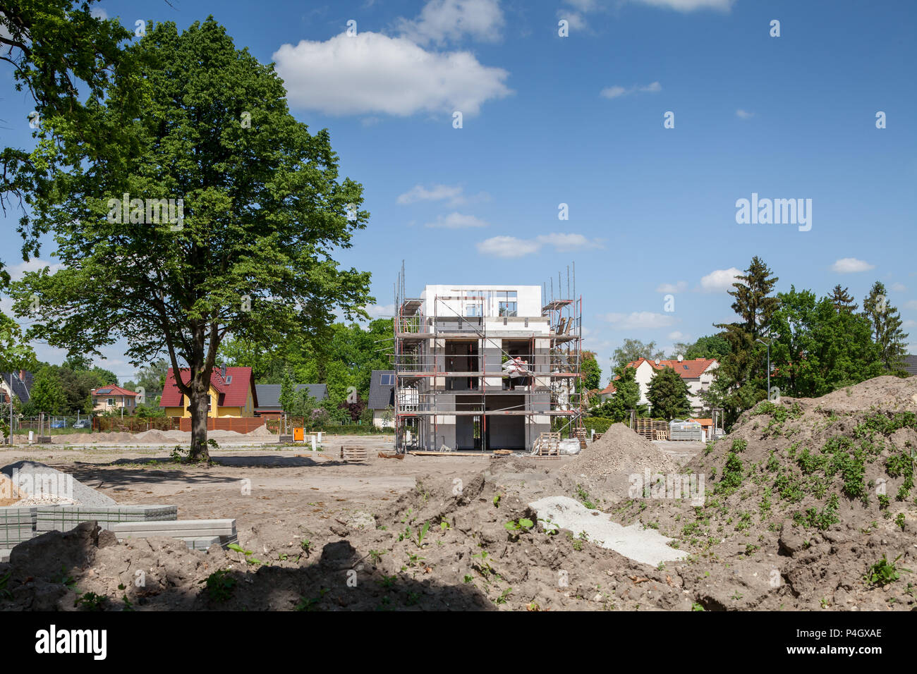 Berlin, Deutschland, Neubau freistehendes Wohnanlage Gartenstadt Karlshorst Stockfoto