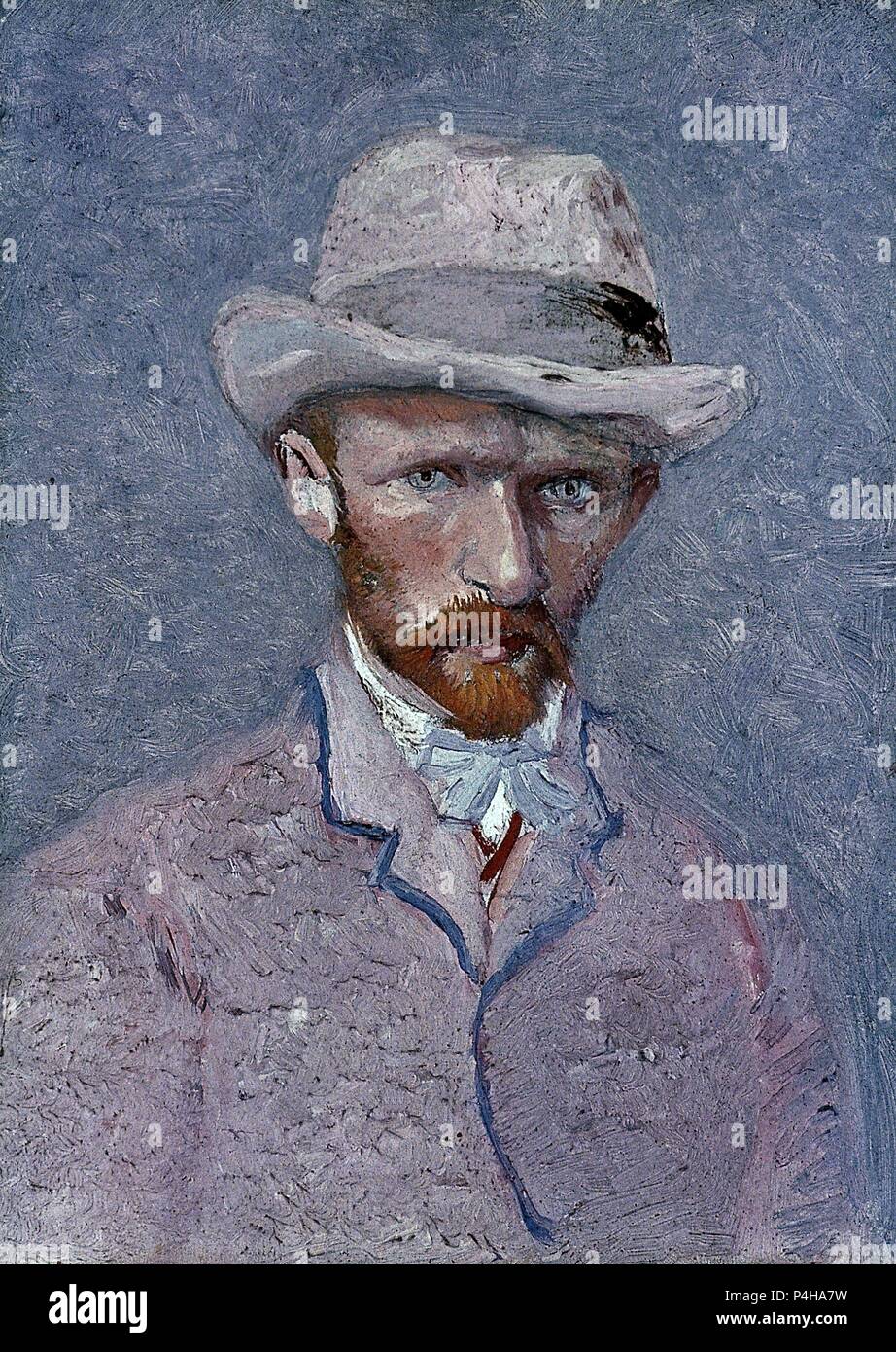Niederländische Schule. Self Portrait in einem grauen Hut holen. 1887. Öl auf Karte (19 x 14 cm). Amsterdam, Van Gogh Museum. Autor: Vincent van Gogh (1853-1890). Ort: Van Gogh Museum, Amsterdam, HOLANDA. Stockfoto