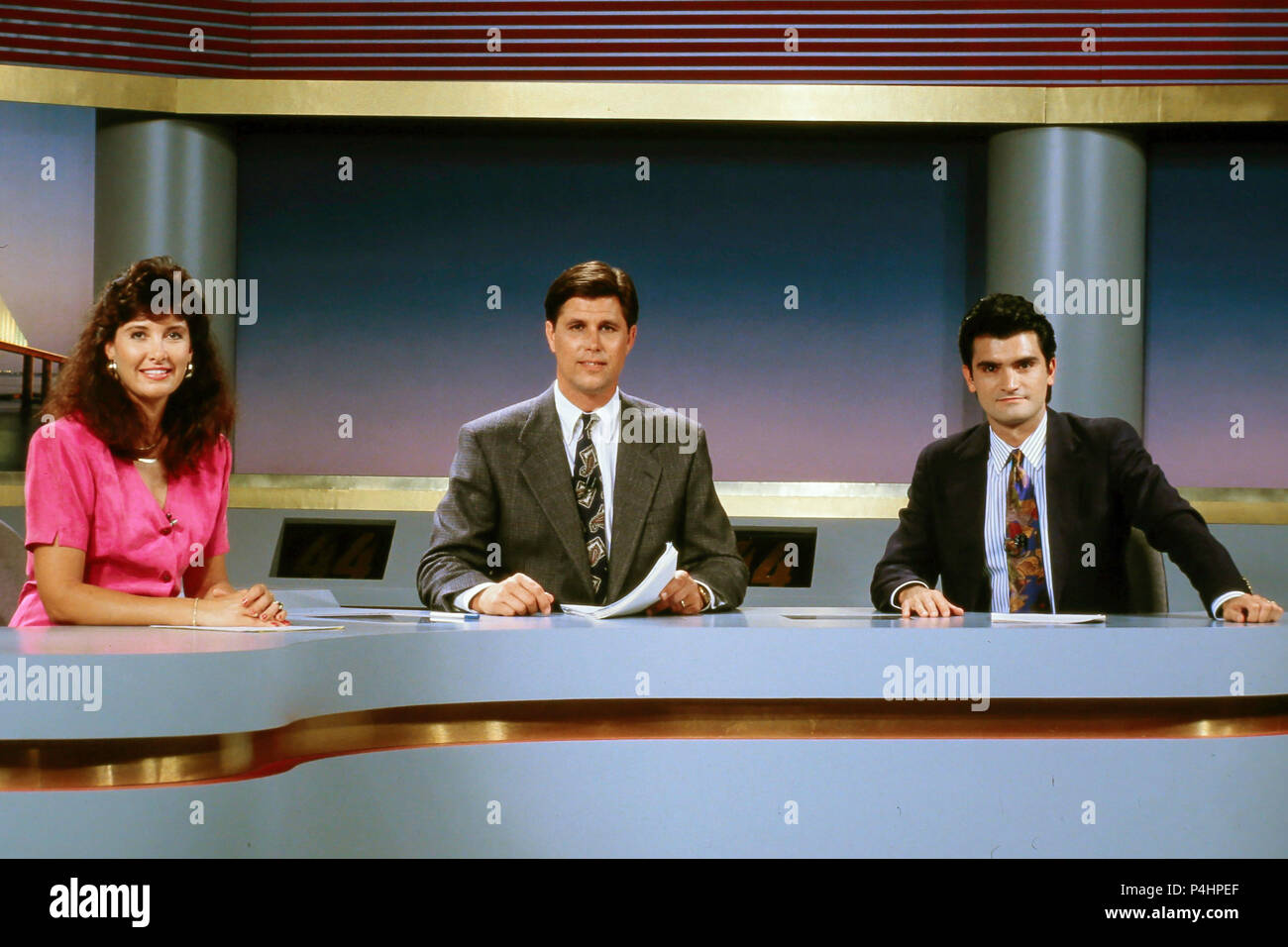 1990 TV-News Team, USA Stockfoto
