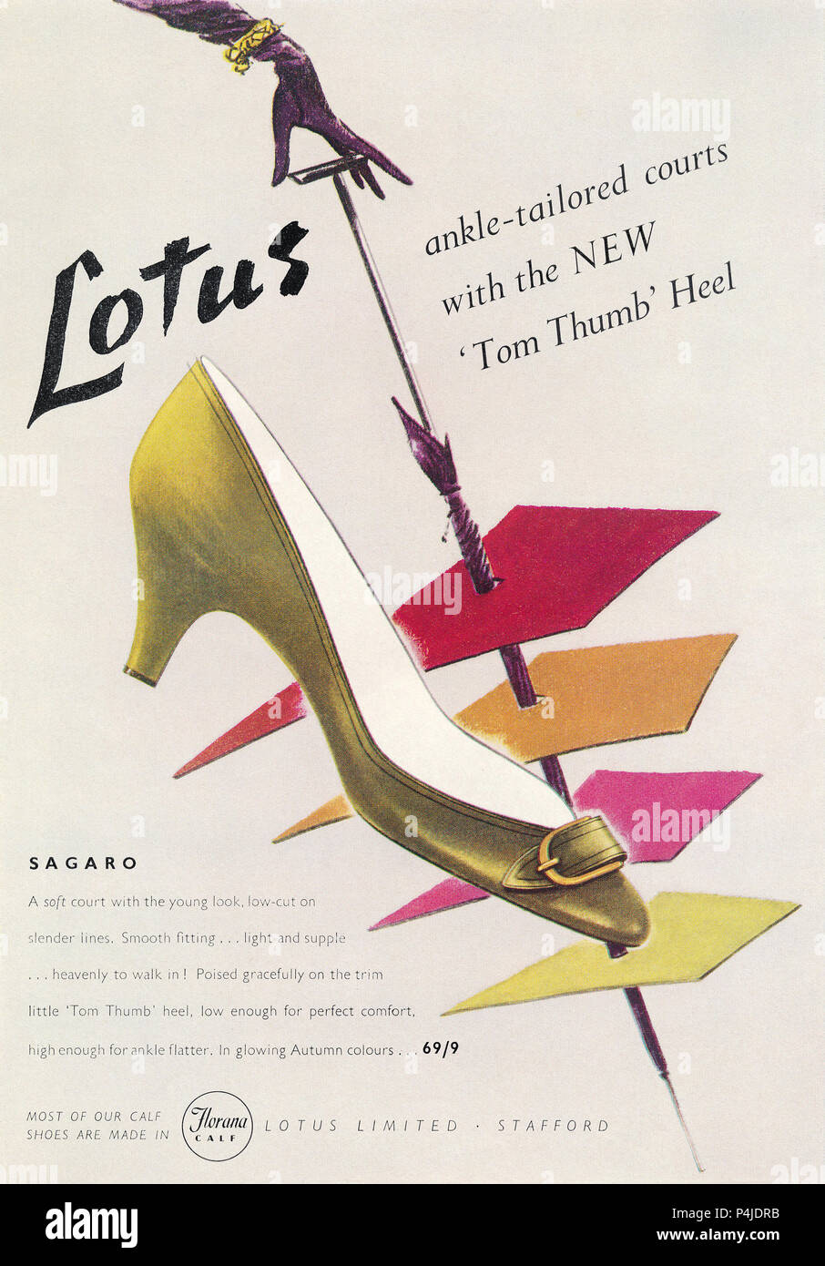1955 britischen Werbung für Lotus Schuhe Stockfotografie - Alamy