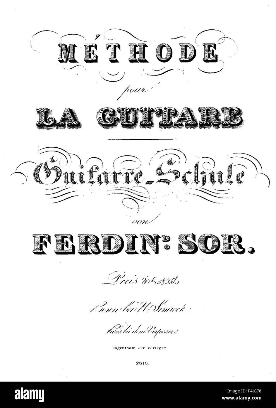 Original Cubierta del Libro de Ferran Sors titulado "Méthode la Gitarre', Publicado en París en 1830 gießen. Stockfoto