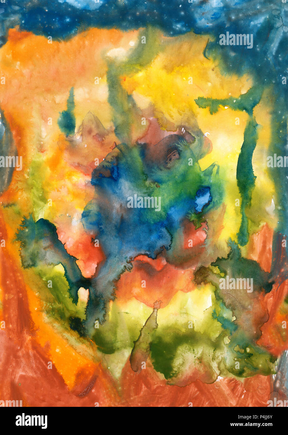 Splatters, Splinter, Flecken, blots und Blobs von Farbe auf Papier nützlich wie künstlerische grunge Hintergrund Stockfoto