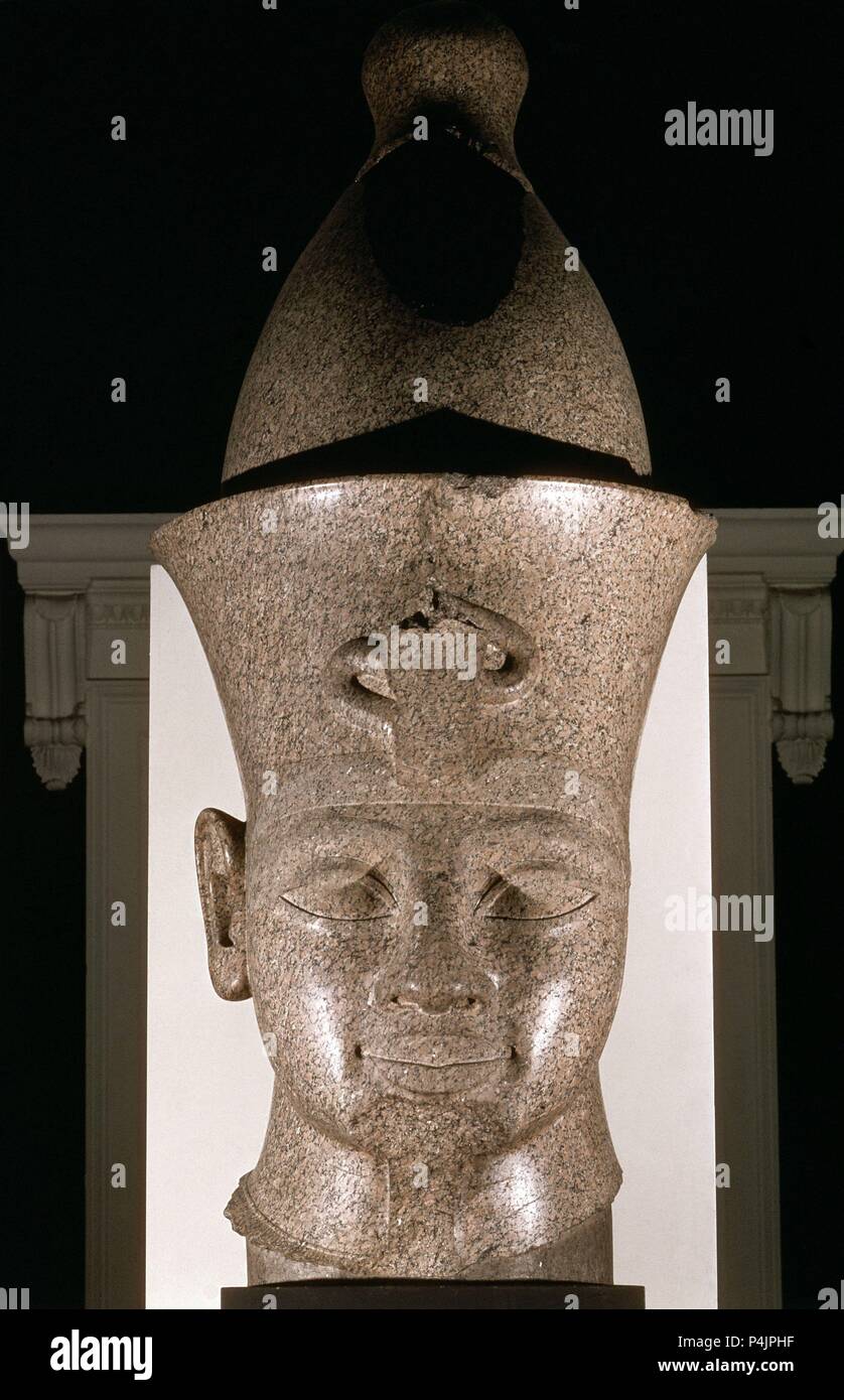 CABEZA DE TUTMOSIS III - ESCULTURA EGIPCIA. Ort: British Museum, London, England. Stockfoto