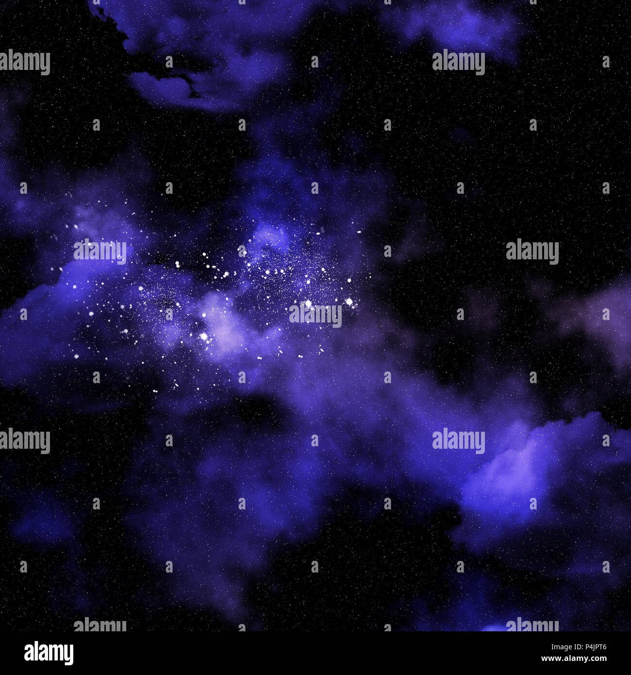 3D-Rendering des Weltraums mit Nebel und Galaxien Stockfoto