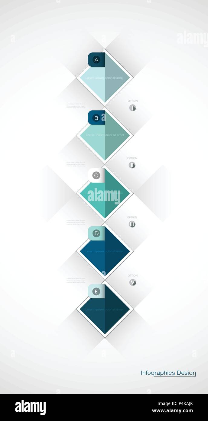 Vektor Infografik 3d Geometrische label Template Design. Infograph mit 5 Anzahl Optionen oder Stufen. Infografik Element für Layout, Prozessdiagramm, Teile Stock Vektor