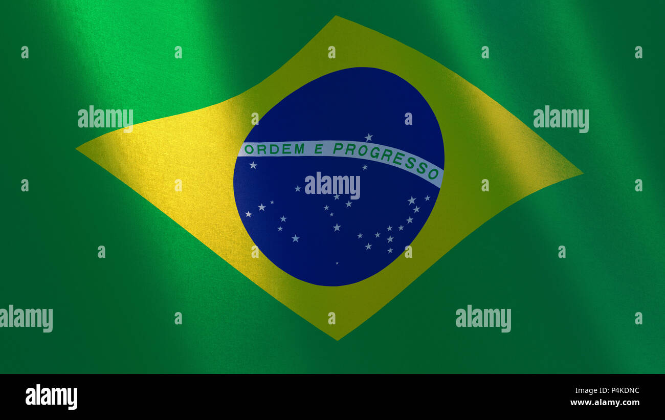 Brasil. Winkende brasilianische Flagge. 3D-Darstellung Stockfoto