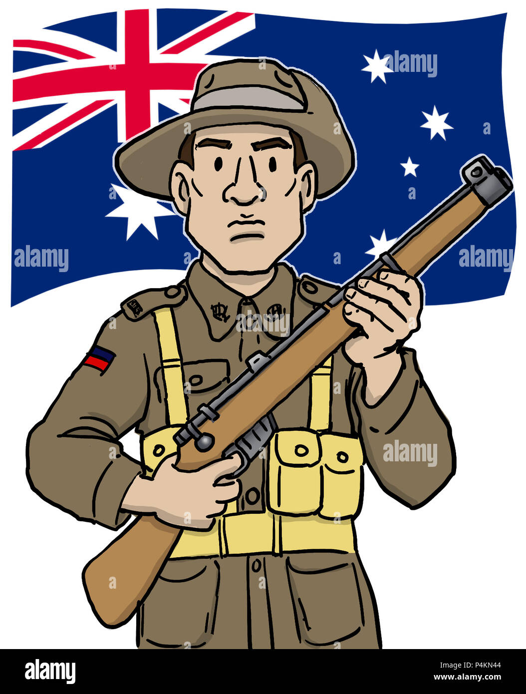 Cartoon Weltkrieg ein Australischer Soldat Stockfoto