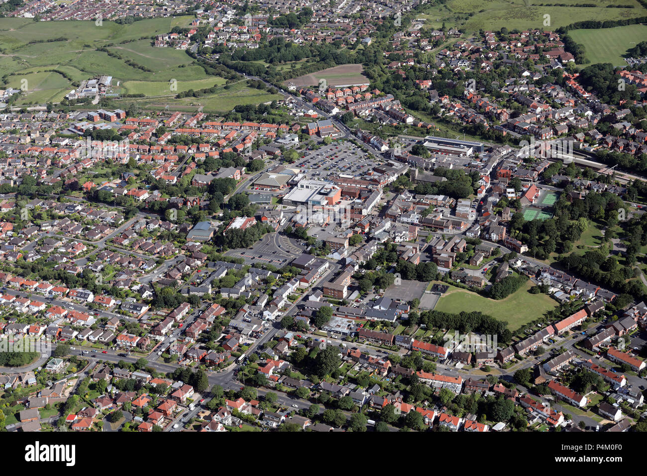 Luftaufnahme von Poulton le Fylde Stadtzentrum, Lancashire Stockfoto