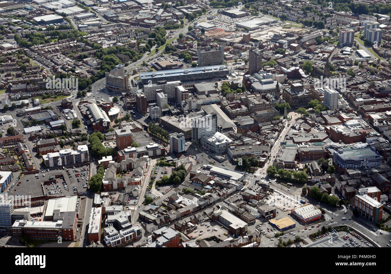 Luftaufnahme von Preston, Lancashire Stockfoto