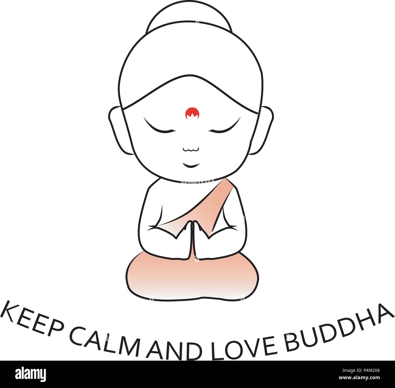 Ruhe Bewahren Und Buddha Susse Kleine Sitzender Buddha Mit Motivationalen Zitat Liebe Stock Vektorgrafik Alamy