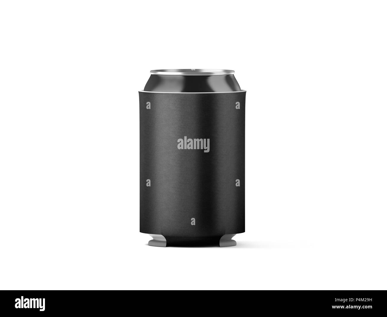 Leer schwarz zusammenklappbar. Bier kann koozie Mockup isoliert, 3D-Rendering. Leere Neopren kühler Halter mock up für Zinn trinken. Plain drinkware hugger d Stockfoto