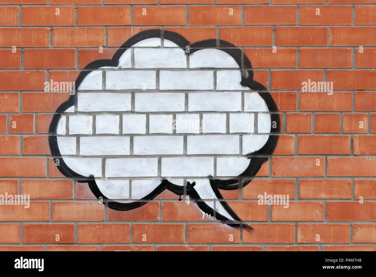 Sprechblase Auf Der Wand Aus Roten Ziegeln Dies Ist Ein Weisses
