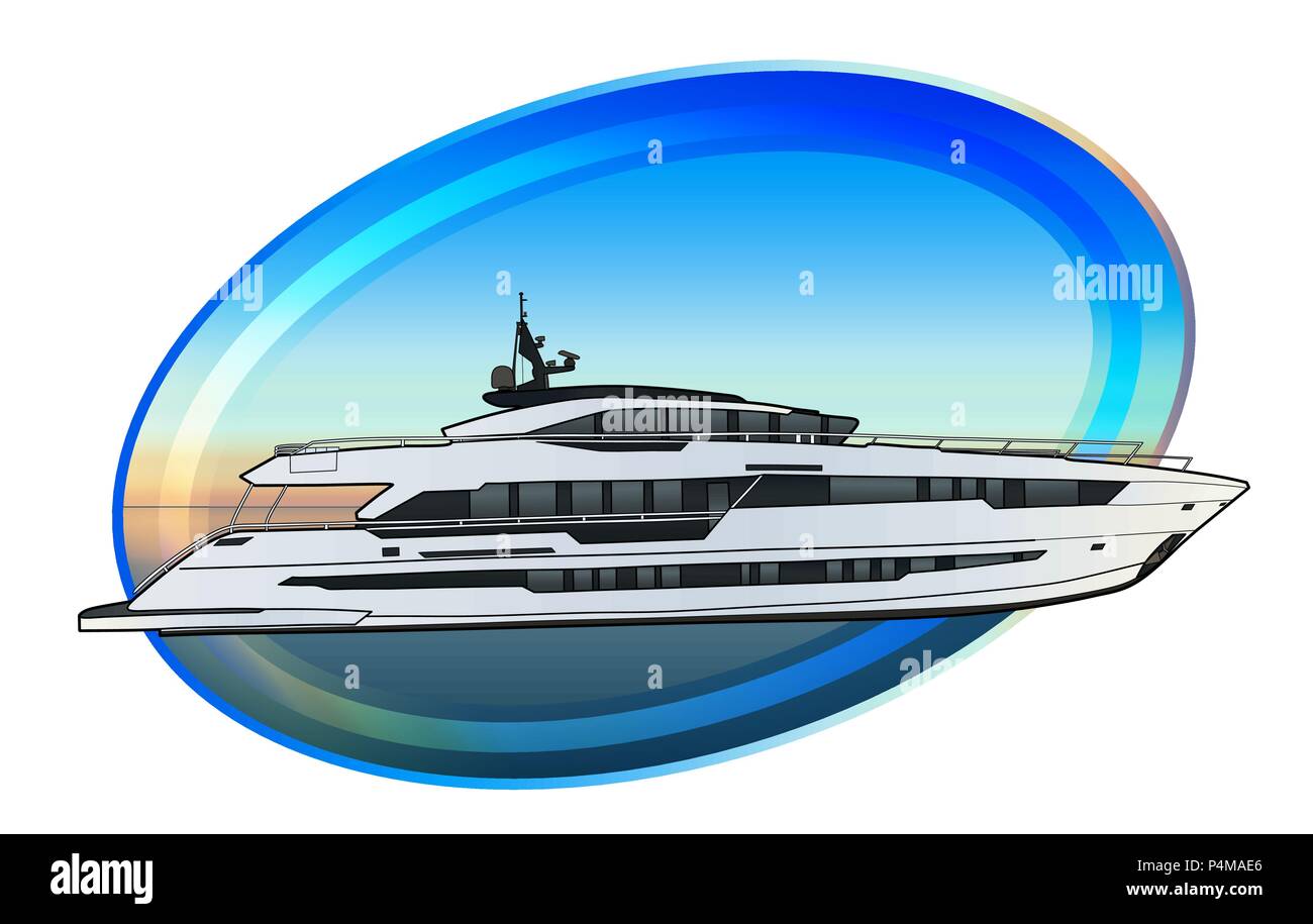 Technisches Zeichnen von Luxus Geschwindigkeit yacht Abbildung Stock Vektor