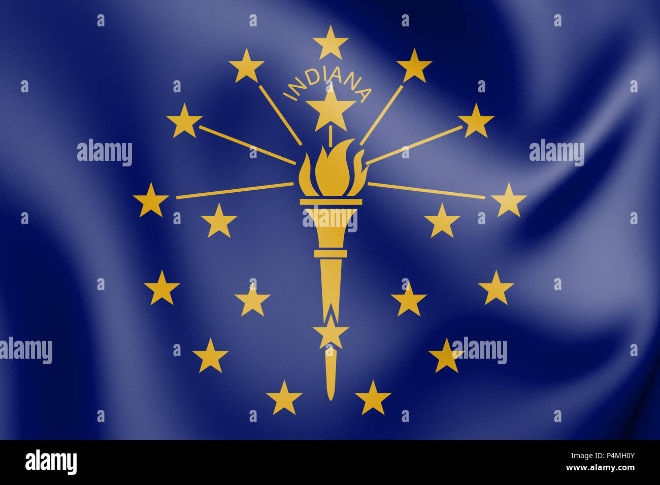 3D-Flagge Indiana, USA. 3D-Darstellung. Stockfoto