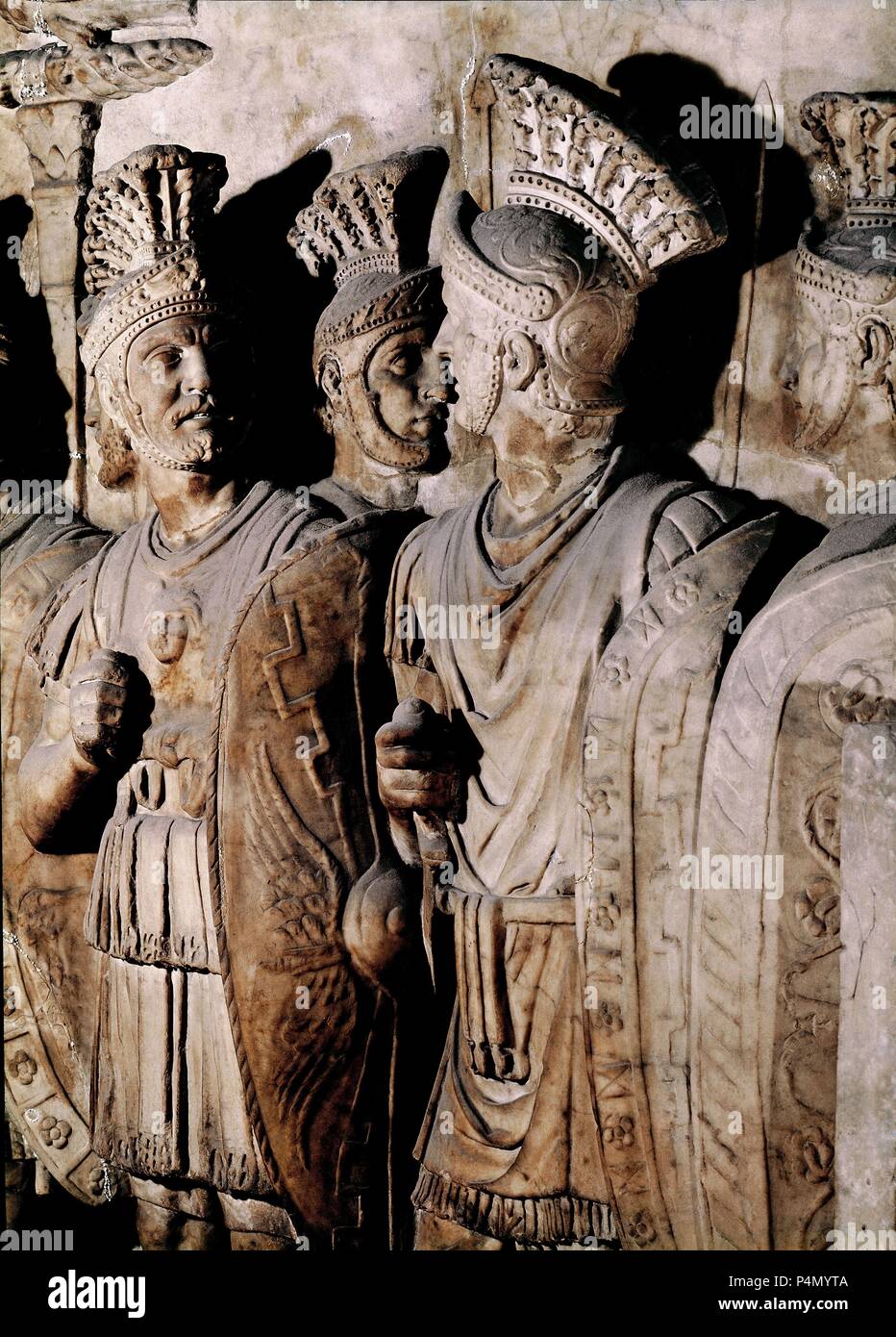 Detail der Bogen der Septime schwerer (146-211). Praetorium aus dem 2. Jahrhundert. Musée du Louvre, Paris, Frankreich. Lage: MUSEO DEL LOUVRE - ESCULTURAS, Frankreich. Stockfoto