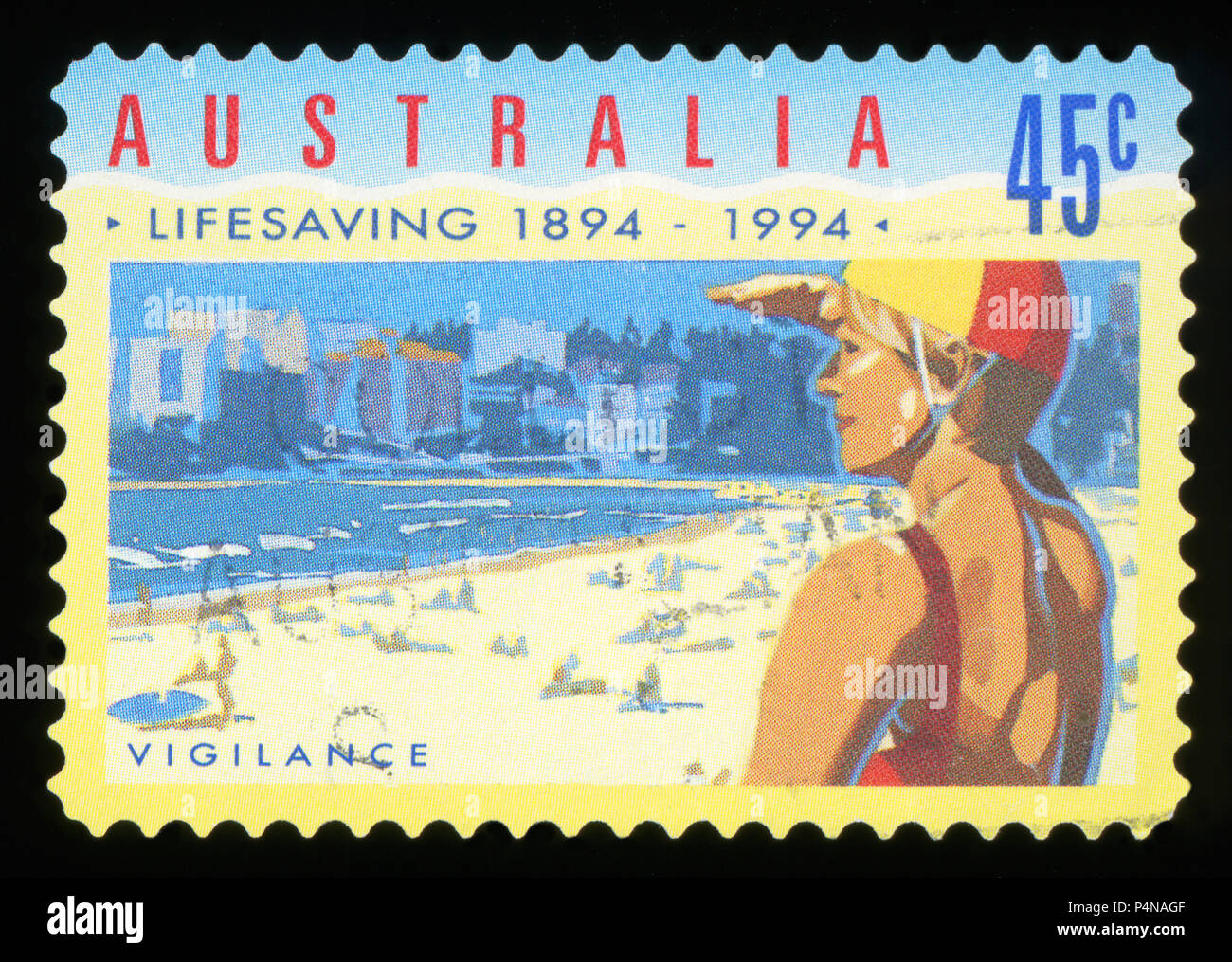 Australien - CIRCA 1994: Eine Briefmarke gedruckt in Australien zeigt Lebensretter, circa 1994 Stockfoto