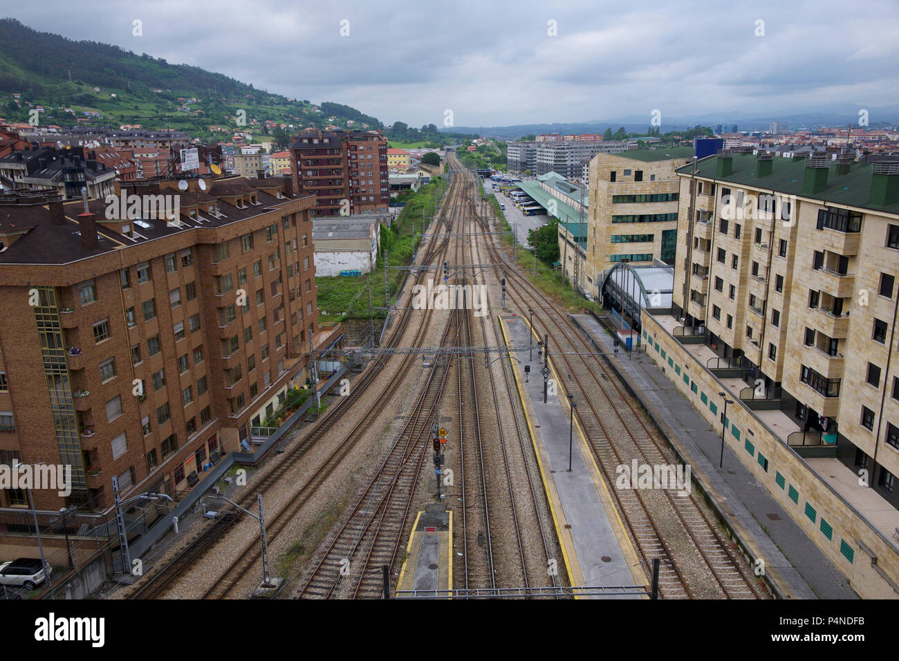Gleise, Oviedo, Asturien, Spanien Stockfoto