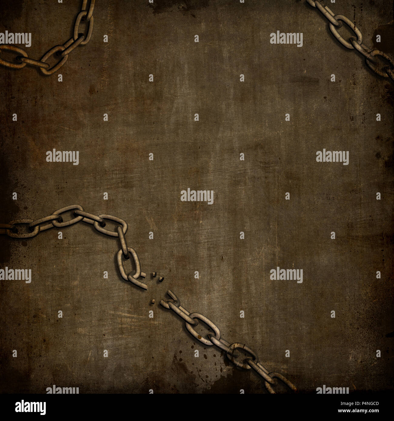 Abstract grunge Hintergrund mit zerbrochenen Ketten, Markierungen und Flecken Stockfoto