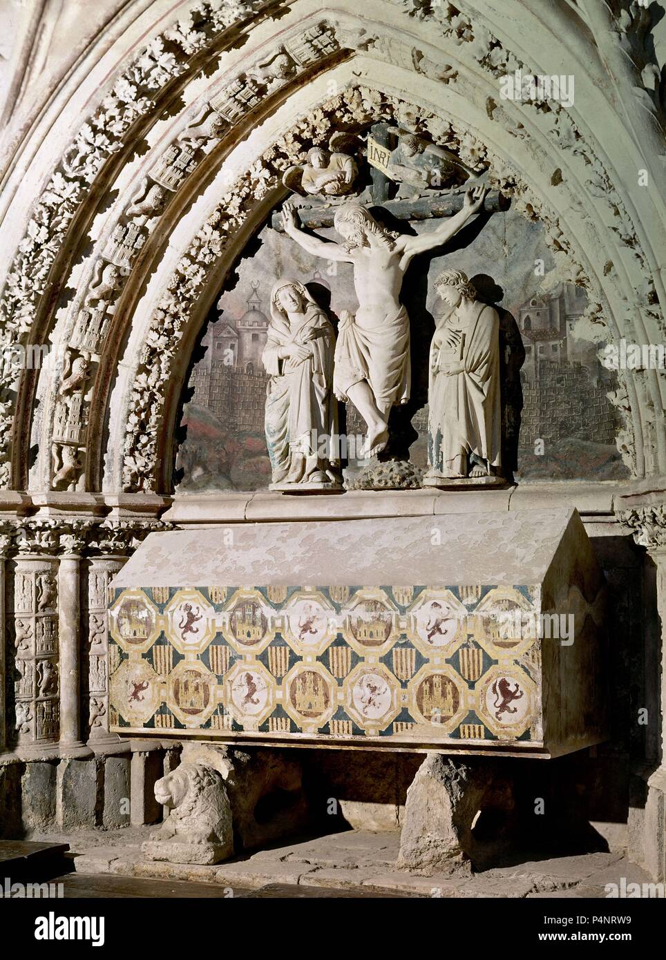 Grab von Ferdinand de la Cerda. Burgos, das Kloster Las Huelgas. Lage: MONASTERIO DE LAS HUELGAS - INTERIEUR, Burgos, Spanien. Stockfoto