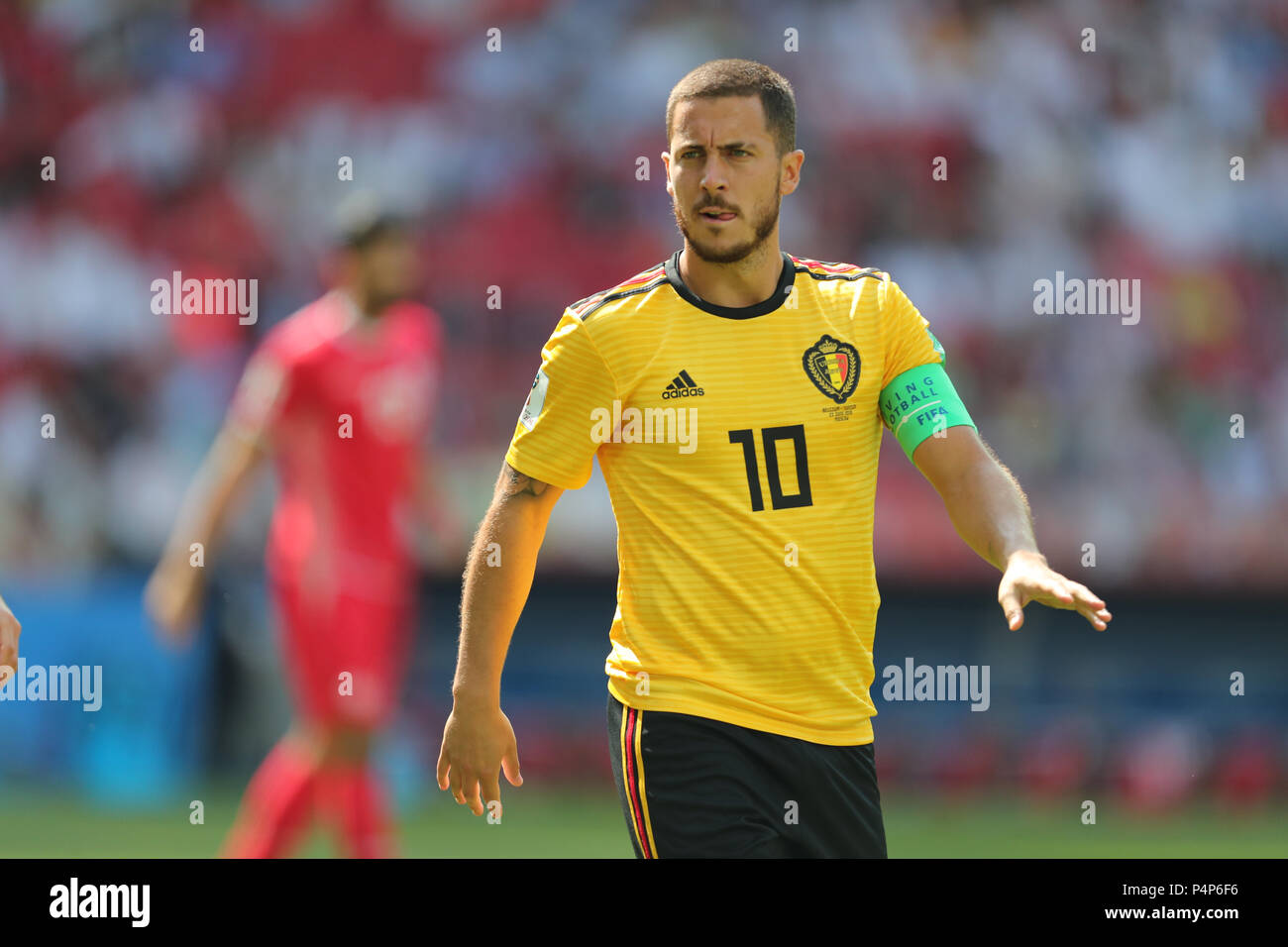 Eden Hazard BELGIEN BELGIEN V V TUNESIEN Tunesien, 2018 FIFA WORLD CUP Russland vom 23. Juni 2018 GBC 8546 2018 FIFA World Cup Russland Spartak Stadium Gruppe G STRENG REDAKTIONELLE VERWENDUNG NUR. Wenn der Spieler/Spieler in diesem Bild dargestellt ist/Spielen für einen englischen Club oder das England National Team. Dann ist dieses Bild darf nur für redaktionelle Zwecke verwendet werden. Keine kommerzielle Nutzung. Folgende Verwendungen sind auch dann eingeschränkt, wenn in einem redaktionellen Kontext: Verwendung in Verbindung mit oder als Teil eines nicht autorisierten Audio-, Video-, Daten-, Spielpläne, Verein/liga Logos, Wetten, Spiele oder eine "Live"-Diensten Stockfoto