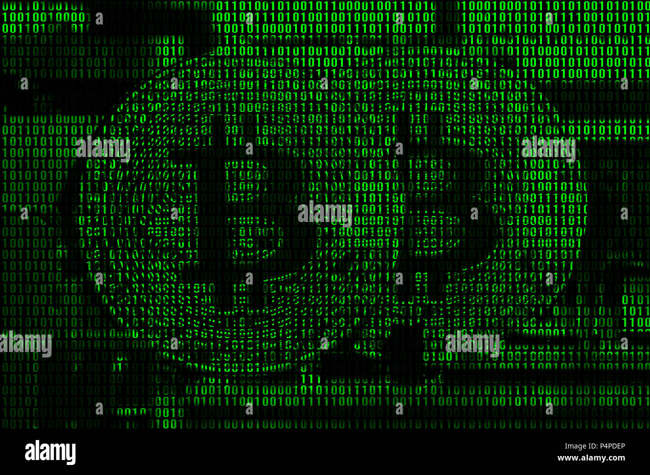 Bild des binären Code aus hellen grünen Ziffern, durch die das Bild des  physischen Bitcoin Stockfotografie - Alamy