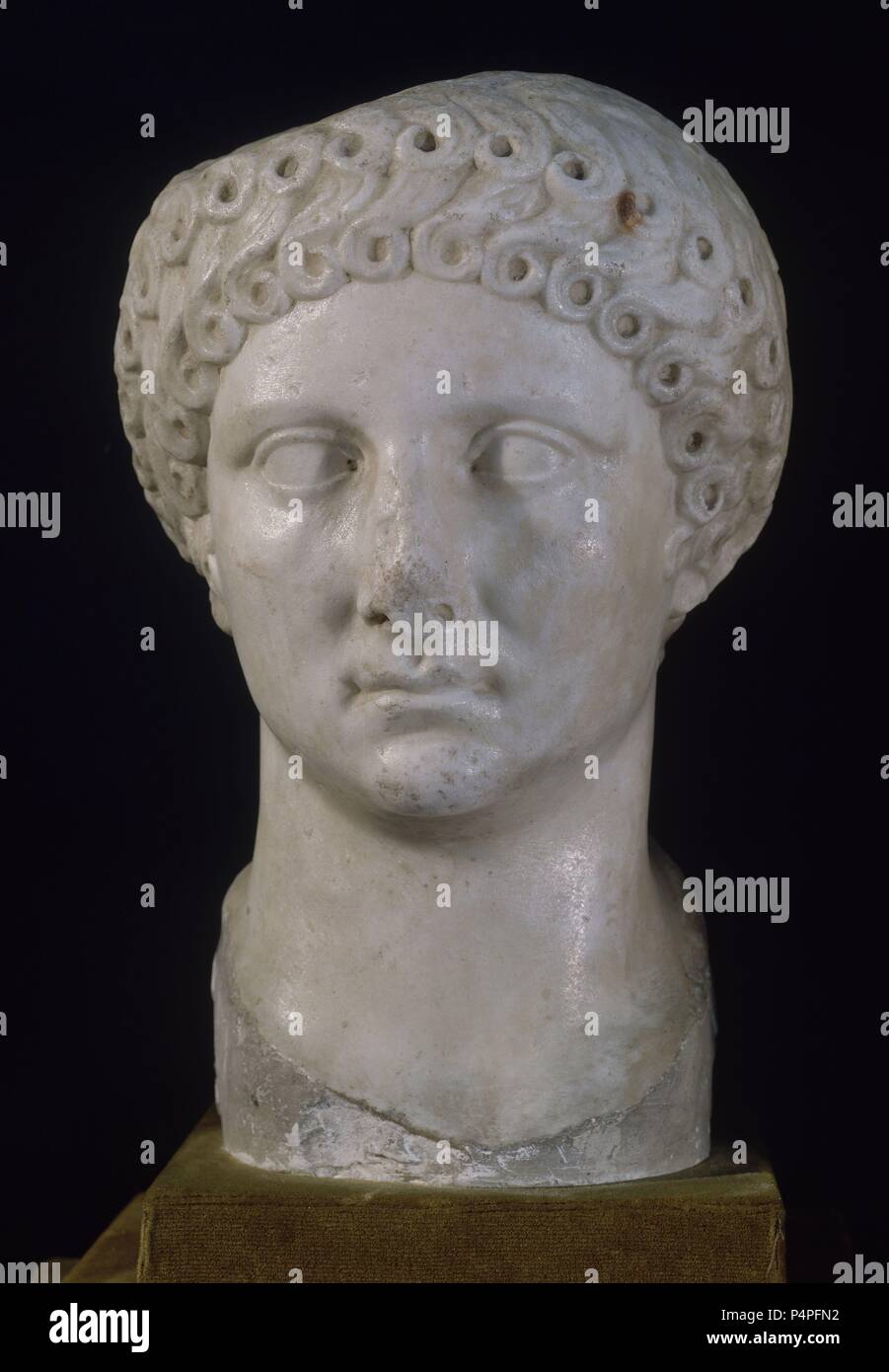 CABEZA DE AGRIPINA LA MAYOR - PROC Medina Sidonia (MUJER DE JULIO CESAR GERMANICO, MADRE DE CALIGULA). Lage: MUSEO ARQUEOLOGICO NACIONAL - COLECCION, MADRID, SPANIEN. Stockfoto