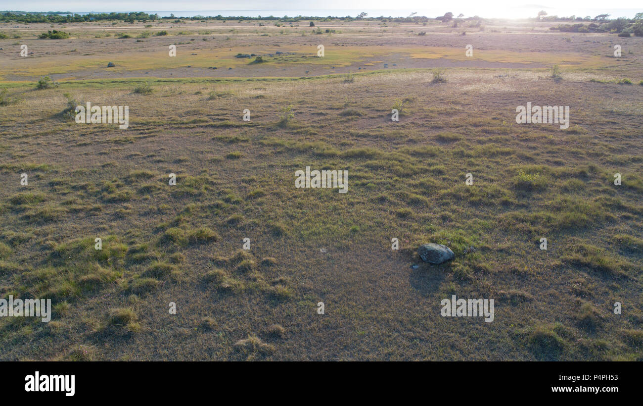 Luftbild von Küsten Grünland bei Byrum auf Öland in Schweden. Stockfoto