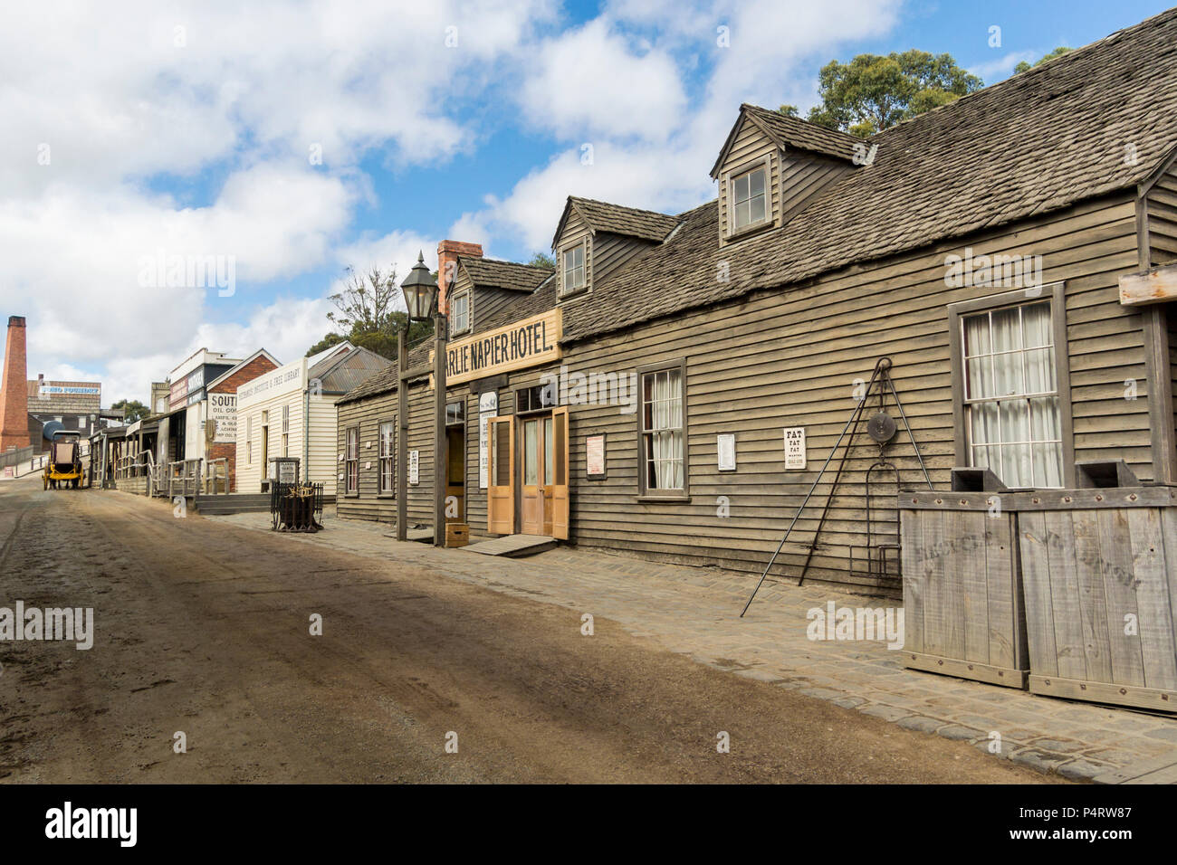 Sovereign Hill ist ein Open Air Museum in Golden Point, einem Vorort von Ballarat, Victoria, Australien. Sovereign Hill zeigt die Ballarat ersten zehn Jahre aft Stockfoto