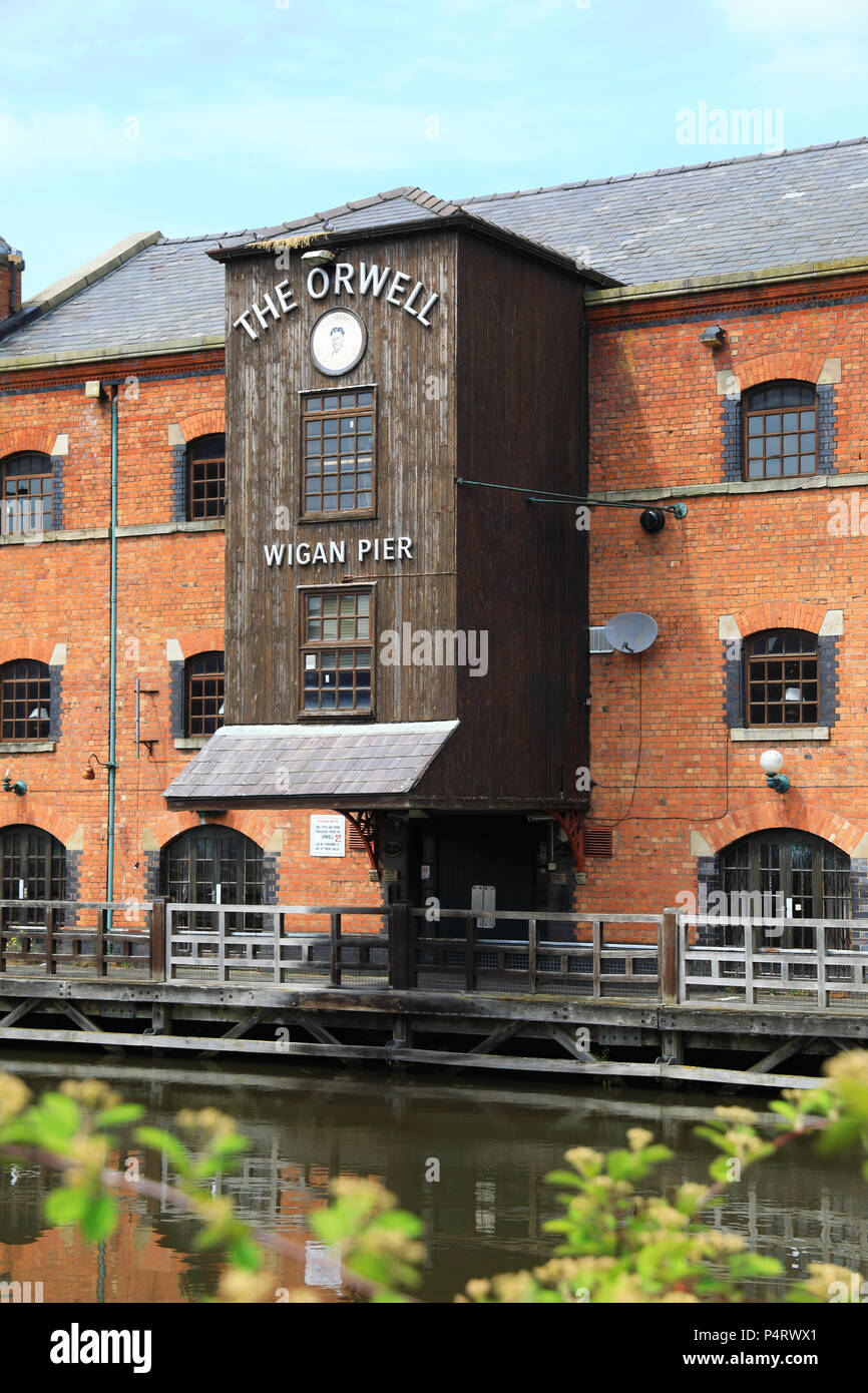 Wigan Pier, bekannt durch George Orwell, in Lancashire in NW, England, Grossbritannien Stockfoto