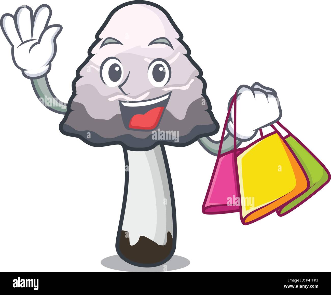 Shopping shaggy mane Pilz Charakter Cartoon Stock Vektor
