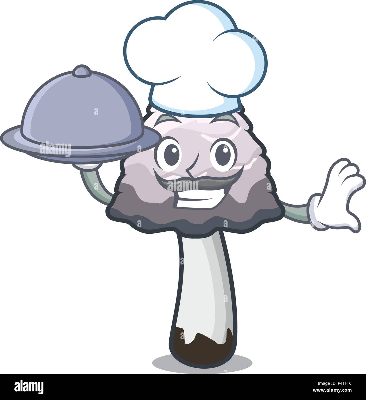 Koch mit Essen shaggy mane Pilz Maskottchen Karikatur Stock Vektor