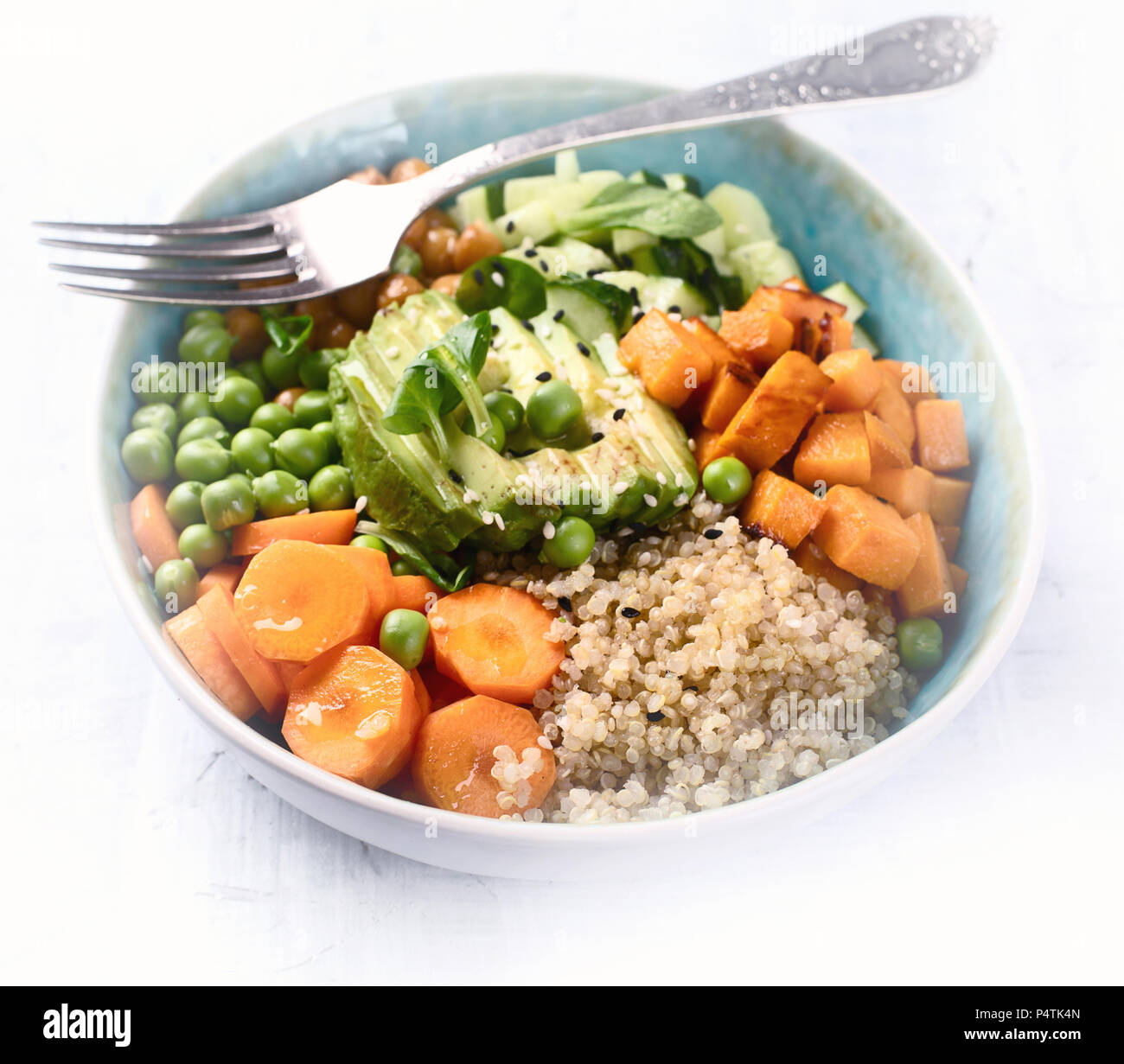 Veganes Mittagessen Schüssel. Gesunde Ernährung Konzept Stockfoto