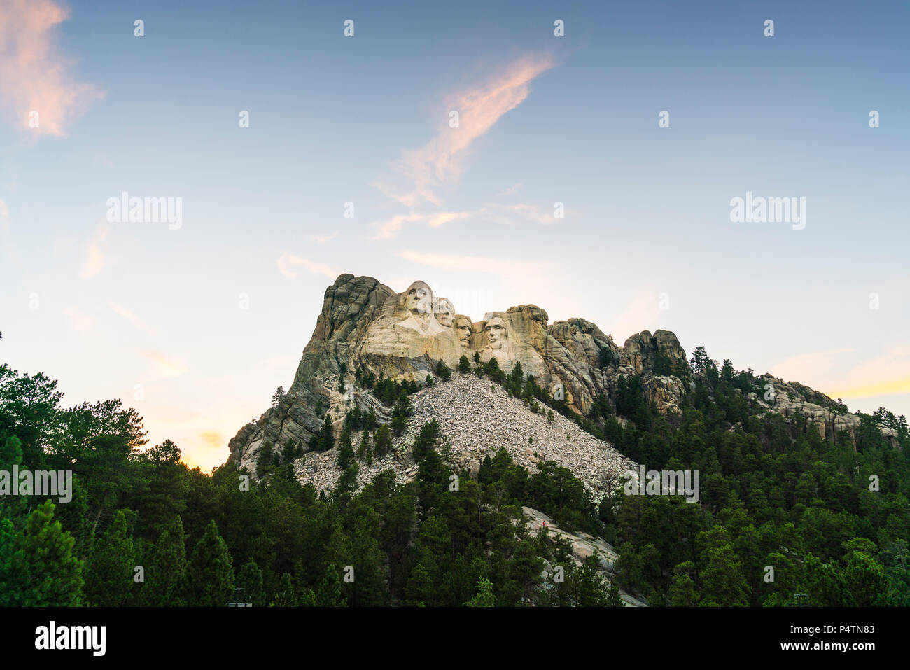 Rushmore mount natonal Memorial bei Sonnenuntergang. Stockfoto