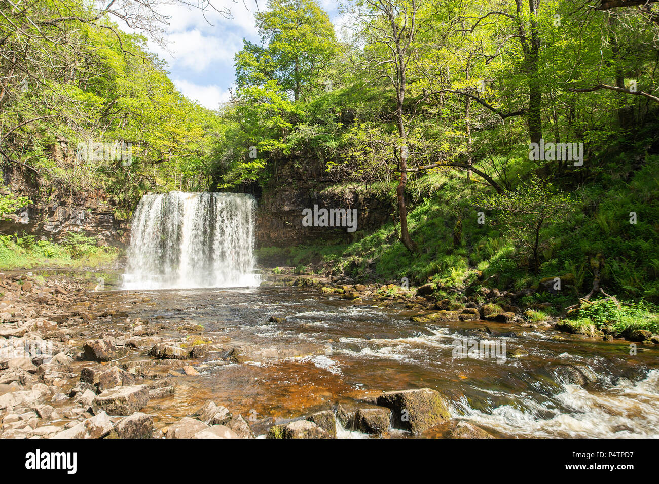 Sgwd Yr Eira Wasserfall bei vier Wasserfälle in Brecon Beacons, Wales. Stockfoto