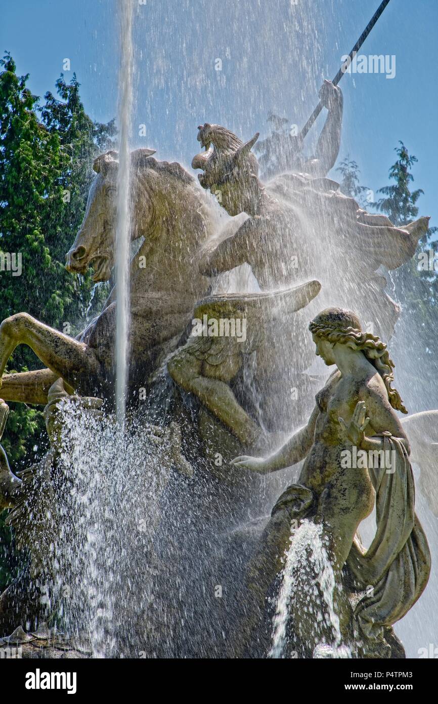 Die Perseus und Andromeda Brunnen bei Witley Court, Great Witley, Worcestershire Stockfoto