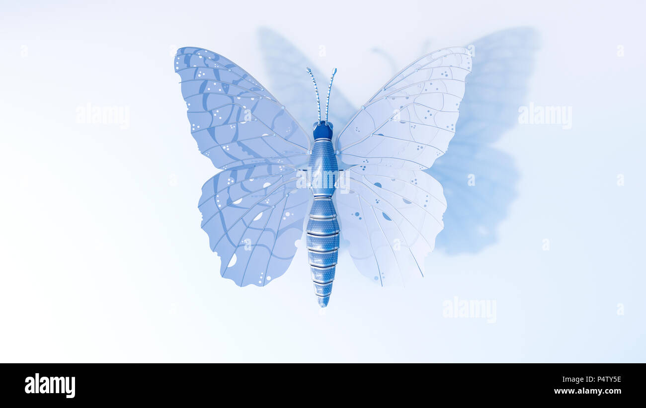 Künstliche technische Schmetterling, 3D-Rendering Stockfoto