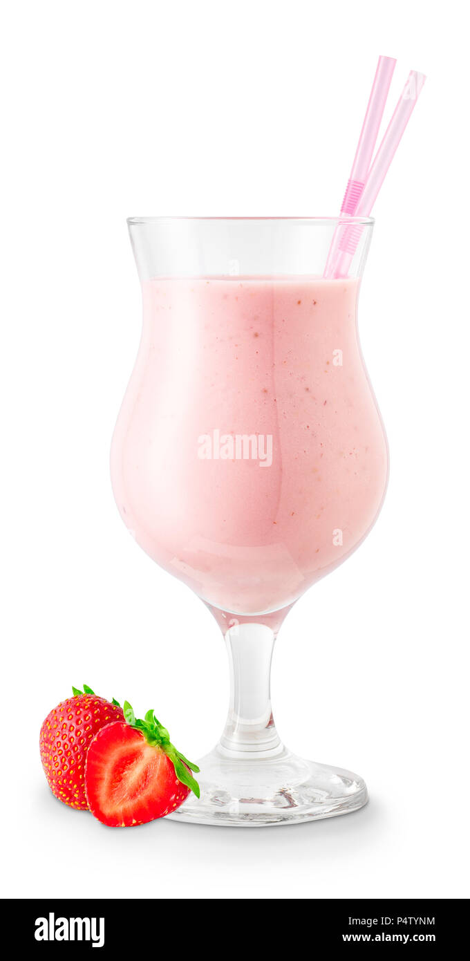 Strawberry Smoothie in Glas Stockfoto