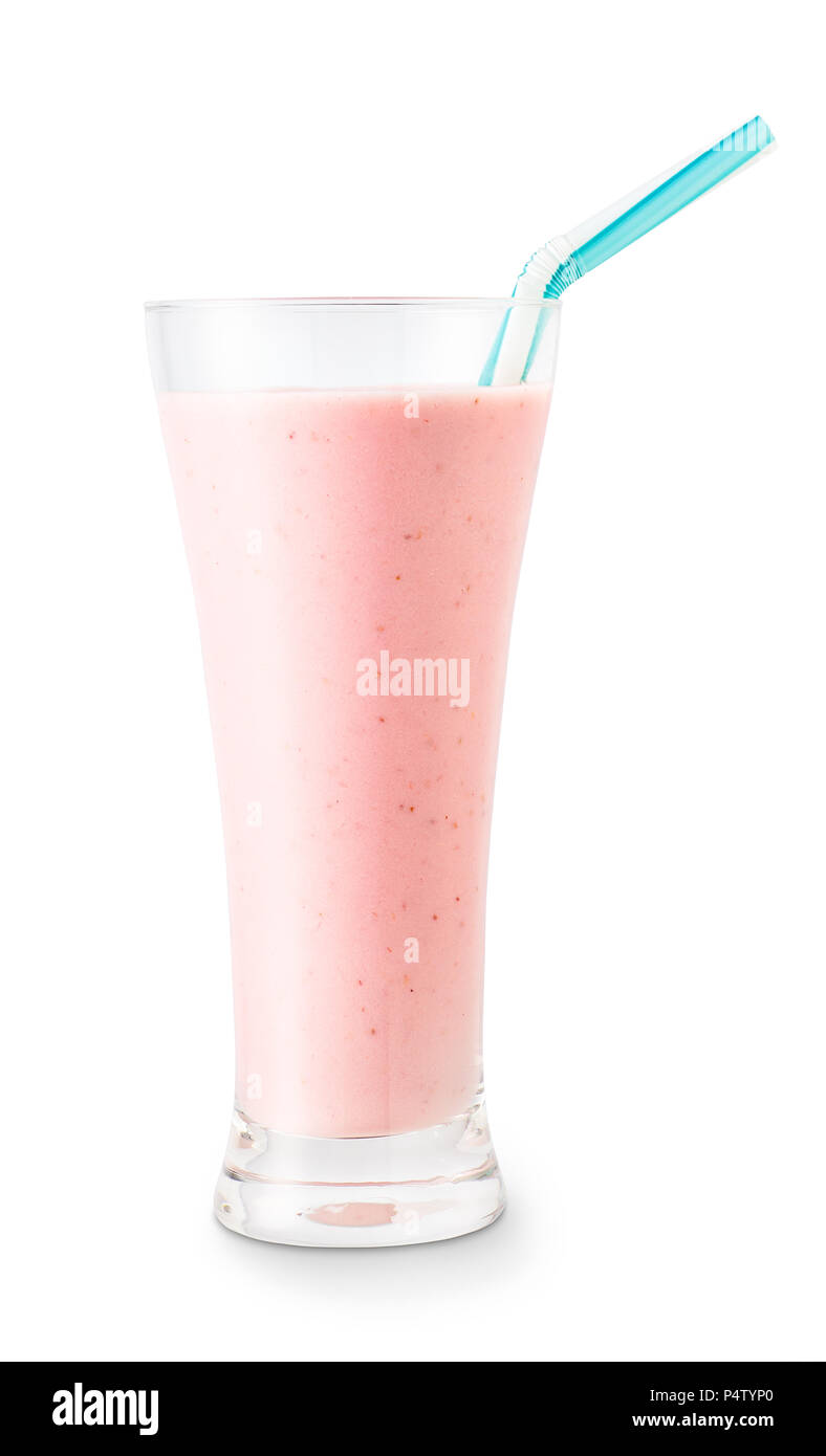 Strawberry Smoothie in Glas Stockfoto