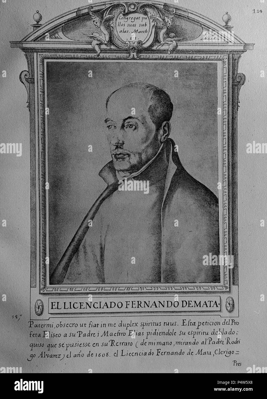 FERNANDO DE LA MATA - LIBRO DE RETRATOS DE ILUSTRES Y VARONES MEMORABLES - 1599. Autor: Francisco Pacheco (1564-1644). Lage: Museo Lázaro Galdiano - COLECCION, MADRID, SPANIEN. Stockfoto